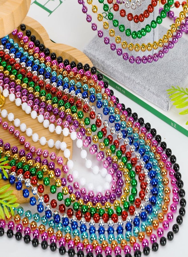Huskein 300 PCS Mardi Gras Beads Necklaces, 33 IN Bead Necklace, Colorful Mardi Gras Accessories, Parade Party Beads Bulk for Christmas Pirate Wedding Birthday Party Favors Supplies - Image 4